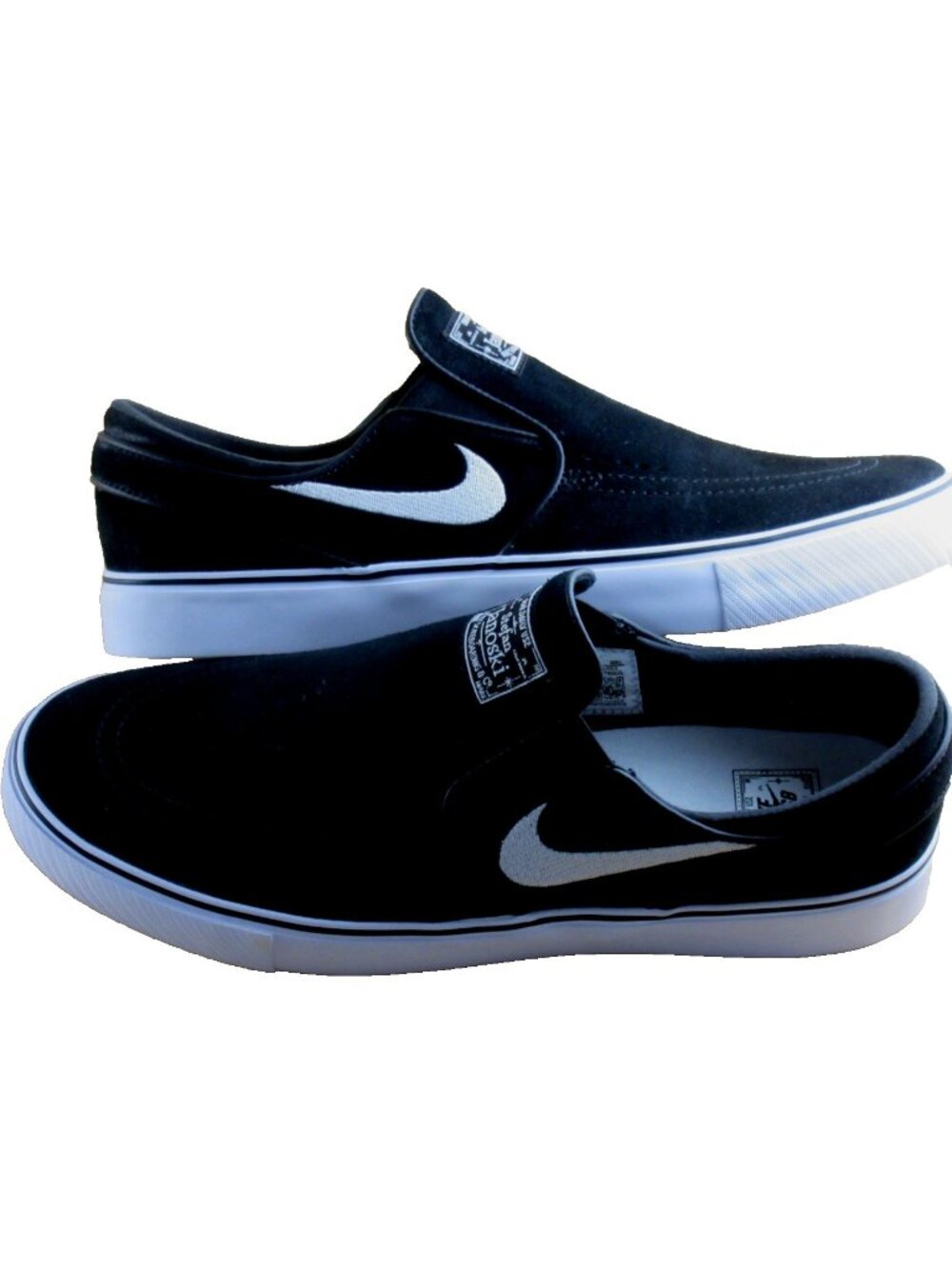 Nike Men's SB Janoski +  Slip On Skate Shoes Black White Suede Size 11.5 NEW
